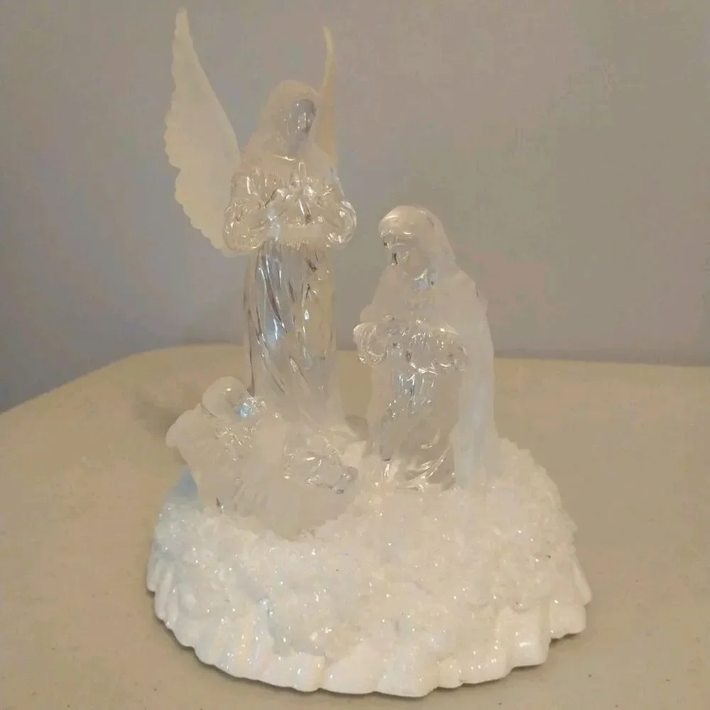 Acrylic Nativity Scene Light Up Color Changing Christmas Decor Battery Operated